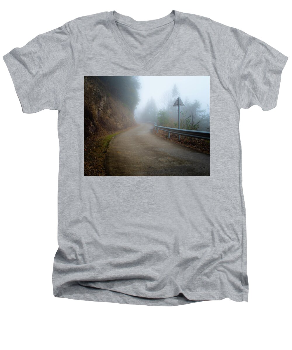 Pinhole Men's V-Neck T-Shirt featuring the photograph Is anyone coming? by William Dickman