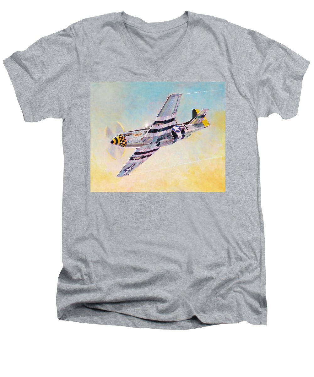 Aviation Men's V-Neck T-Shirt featuring the painting Janie by Douglas Castleman
