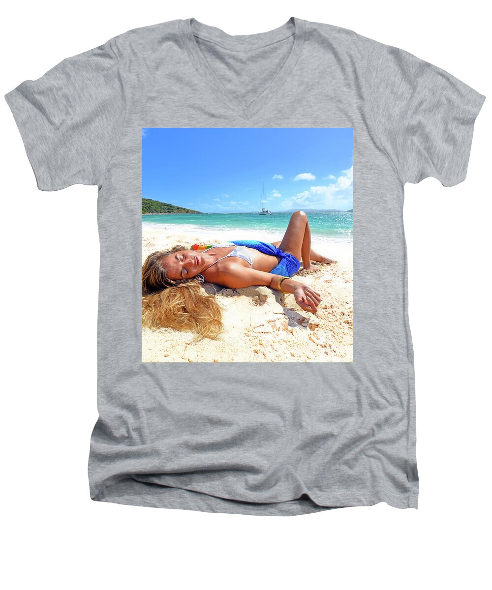 Beach Men's V-Neck T-Shirt featuring the photograph Lady of the Leewards by Climate Change VI - Sales