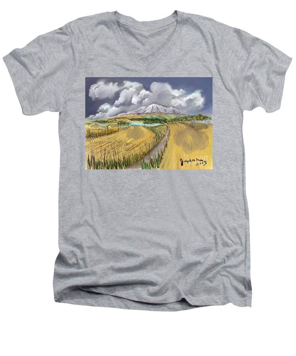 Landscape Men's V-Neck T-Shirt featuring the digital art Landscape NO 100 by Joseph Mora