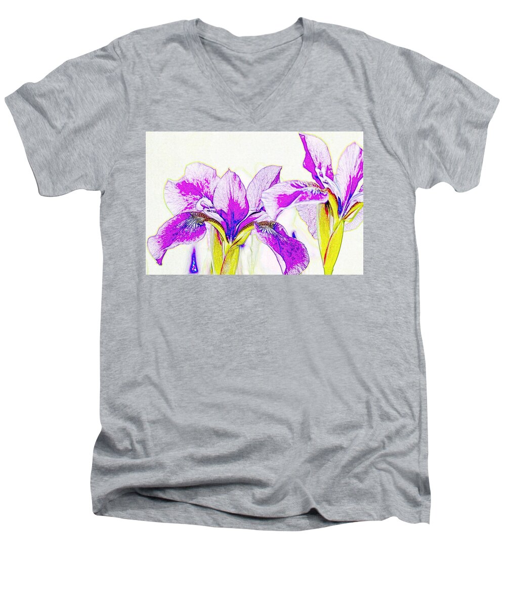 Original Art Men's V-Neck T-Shirt featuring the photograph Lavender Irises by Susan Rydberg