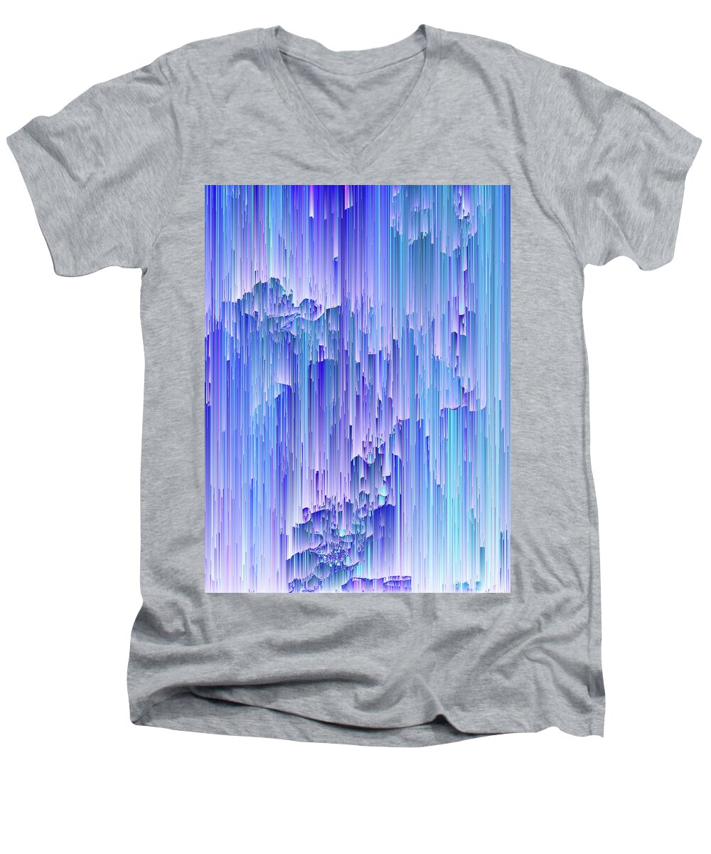 Glitch Men's V-Neck T-Shirt featuring the digital art Lunar Mist by Jennifer Walsh