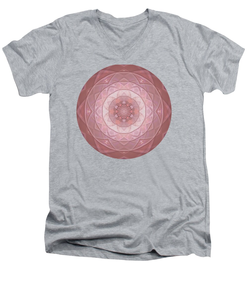 Mandala Men's V-Neck T-Shirt featuring the digital art Mandala Introspective Love by Rachel Hannah
