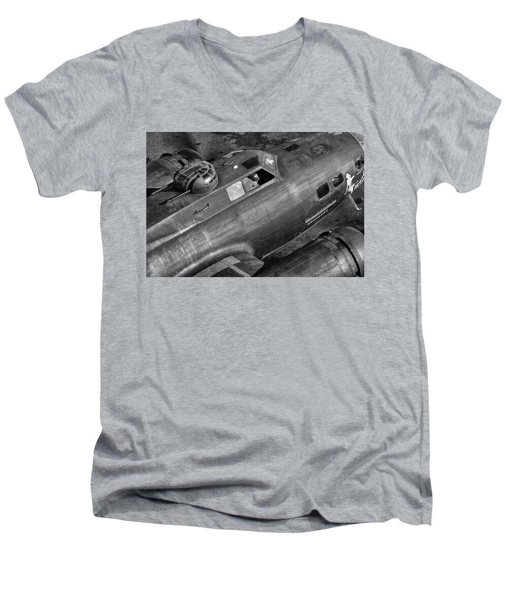 B-17 Men's V-Neck T-Shirt featuring the photograph Memphis Belle From On High by Chris Buff