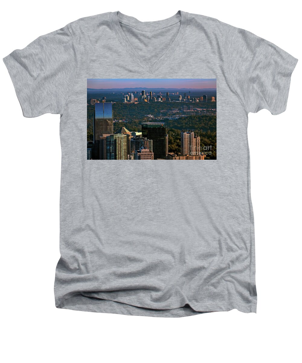 Metro Atlanta Men's V-Neck T-Shirt featuring the photograph Metro Atlanta Skyline by Doug Sturgess