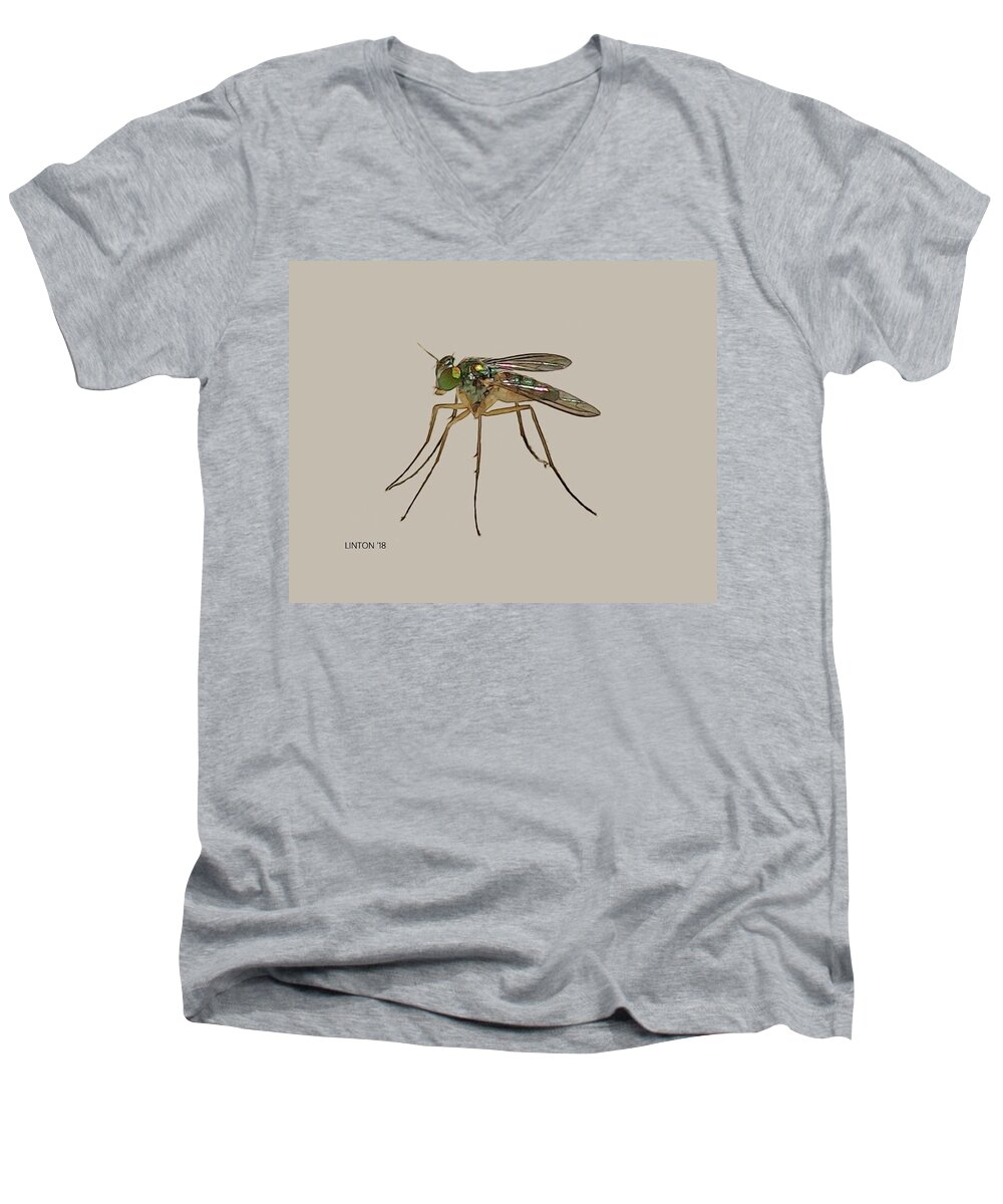 Mosquito Men's V-Neck T-Shirt featuring the digital art Mosquito by Larry Linton