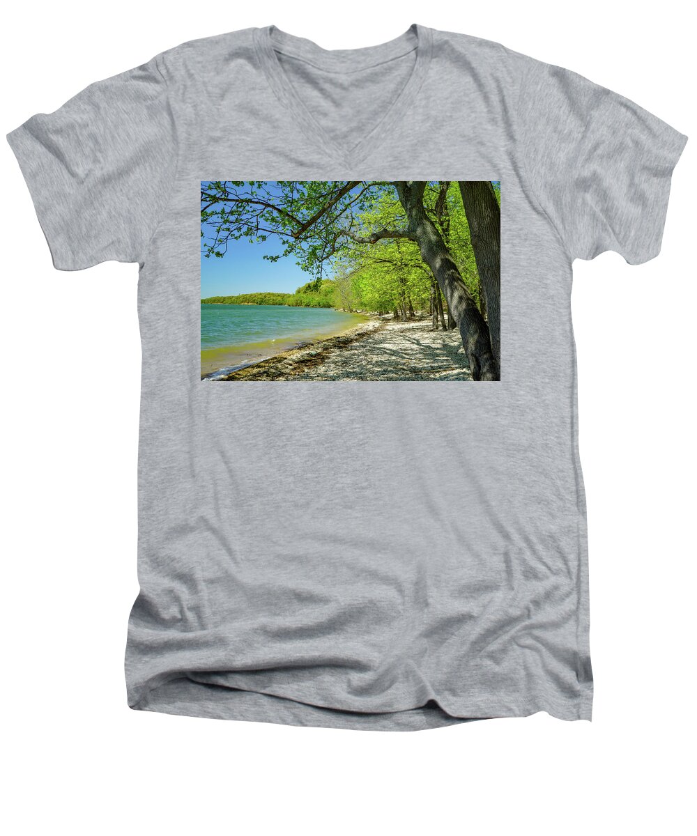 Tree Men's V-Neck T-Shirt featuring the photograph Moss Creek Beach by Susan Rydberg