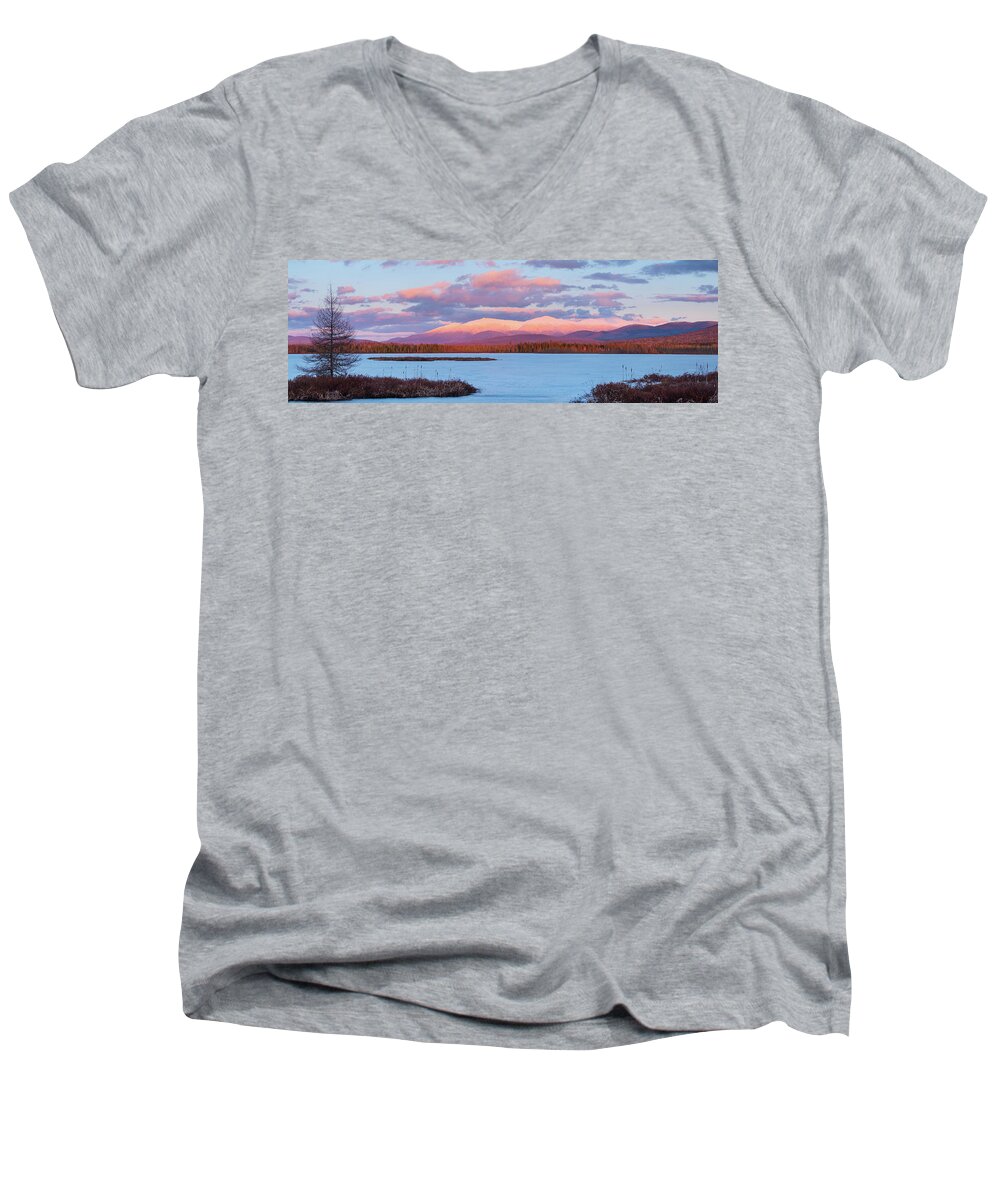 New Hampshire Men's V-Neck T-Shirt featuring the photograph Mountain Views Over Cherry Pond by Jeff Sinon