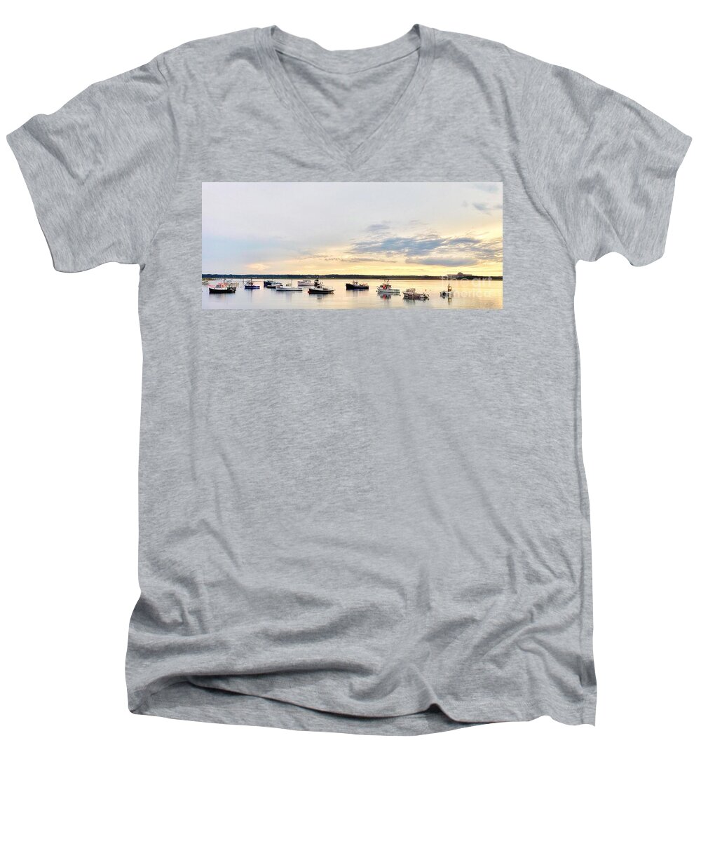 Trawlers Men's V-Neck T-Shirt featuring the photograph Never Enough by Mary Capriole