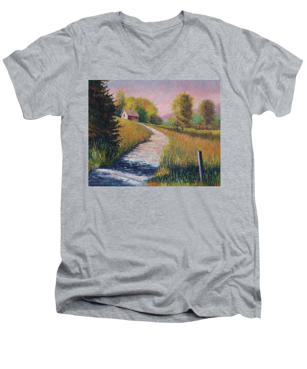 Landscape Men's V-Neck T-Shirt featuring the painting Old Road by Douglas Castleman