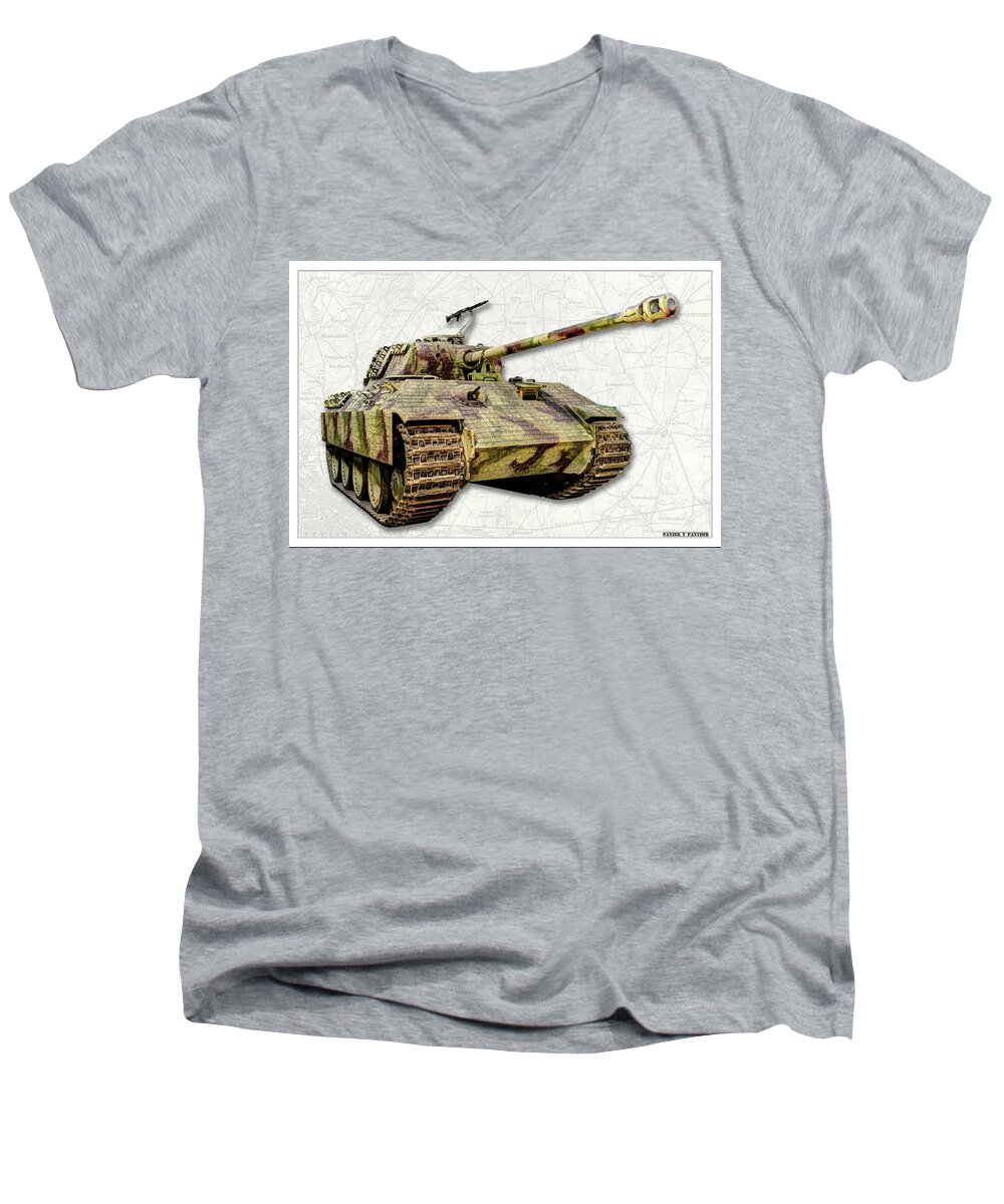 Panther Men's V-Neck T-Shirt featuring the photograph Panzer V Panther by Weston Westmoreland