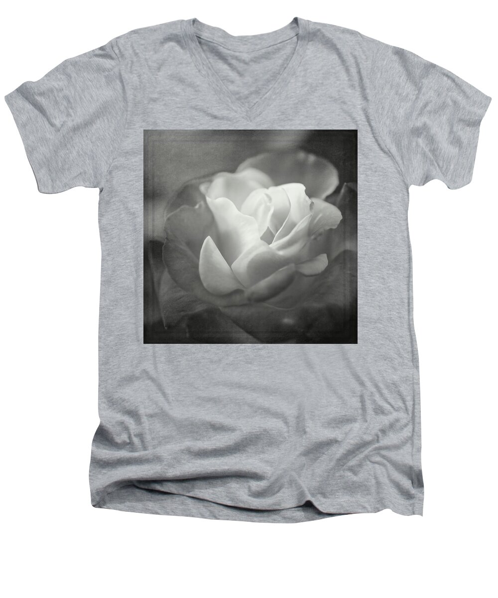 Rose Men's V-Neck T-Shirt featuring the photograph Perfectly Imperfect Monochrome by TL Wilson Photography by Teresa Wilson