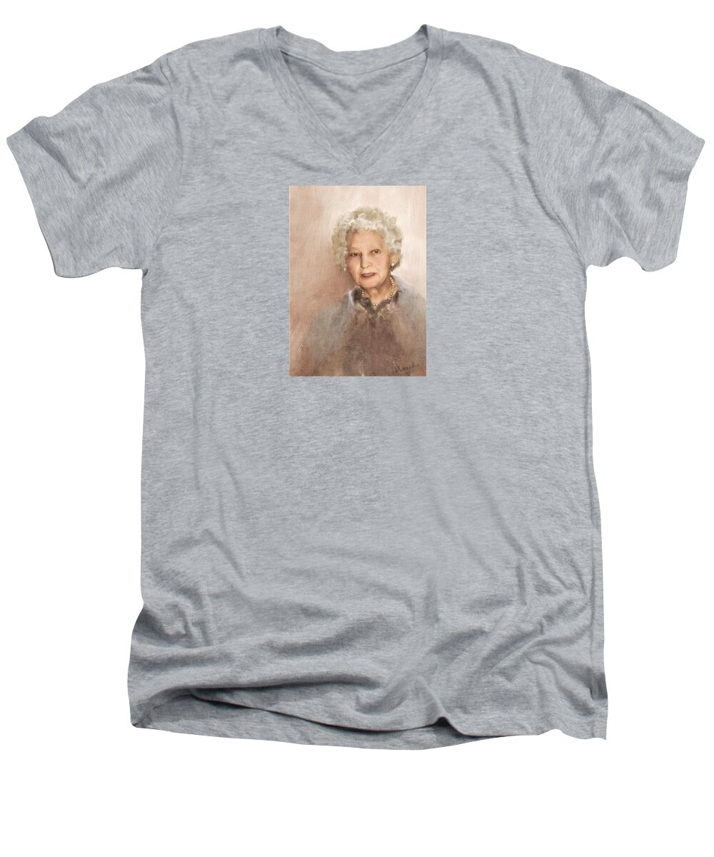 Portrait Men's V-Neck T-Shirt featuring the painting Portrait of Victoria by Diane Chandler