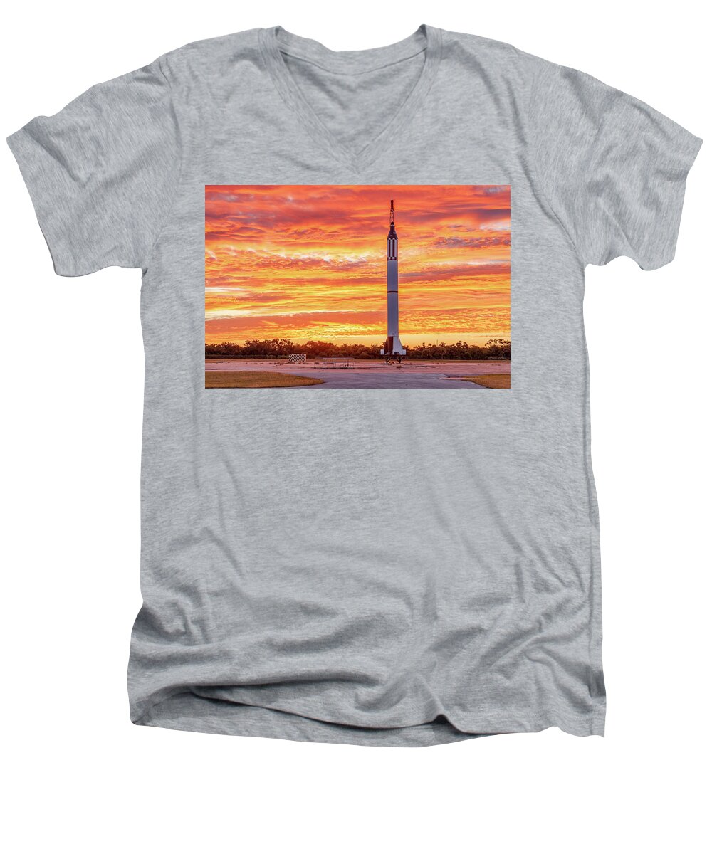 20535 Men's V-Neck T-Shirt featuring the photograph Redstone at Dawn by Gordon Elwell