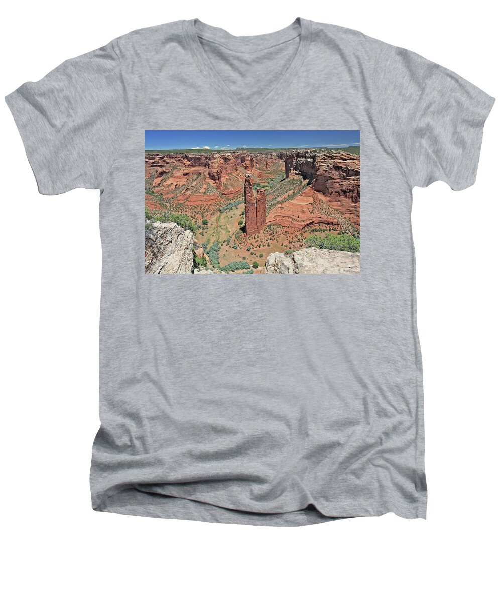 Arizona Men's V-Neck T-Shirt featuring the photograph Sacred Spider Rock by Gary Kaylor