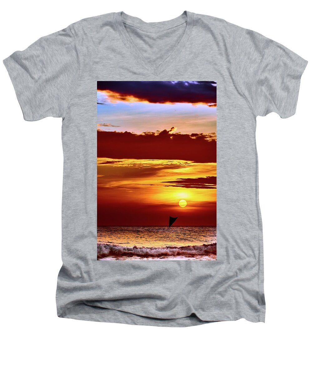 John Bauer Men's V-Neck T-Shirt featuring the photograph Sail Away... by John Bauer