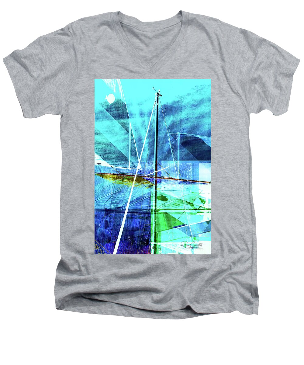 Sails Men's V-Neck T-Shirt featuring the photograph Sails In Abstract by Rene Crystal