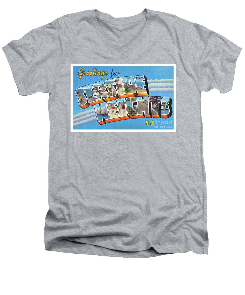 Lbi Men's V-Neck T-Shirt featuring the photograph Seaside Heights Greetings by Mark Miller