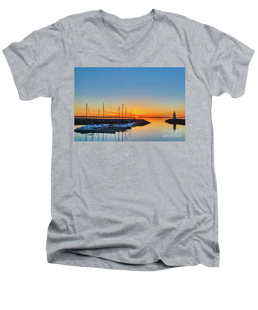 Reflections Men's V-Neck T-Shirt featuring the photograph Sleeping yachts by Paul Quinn