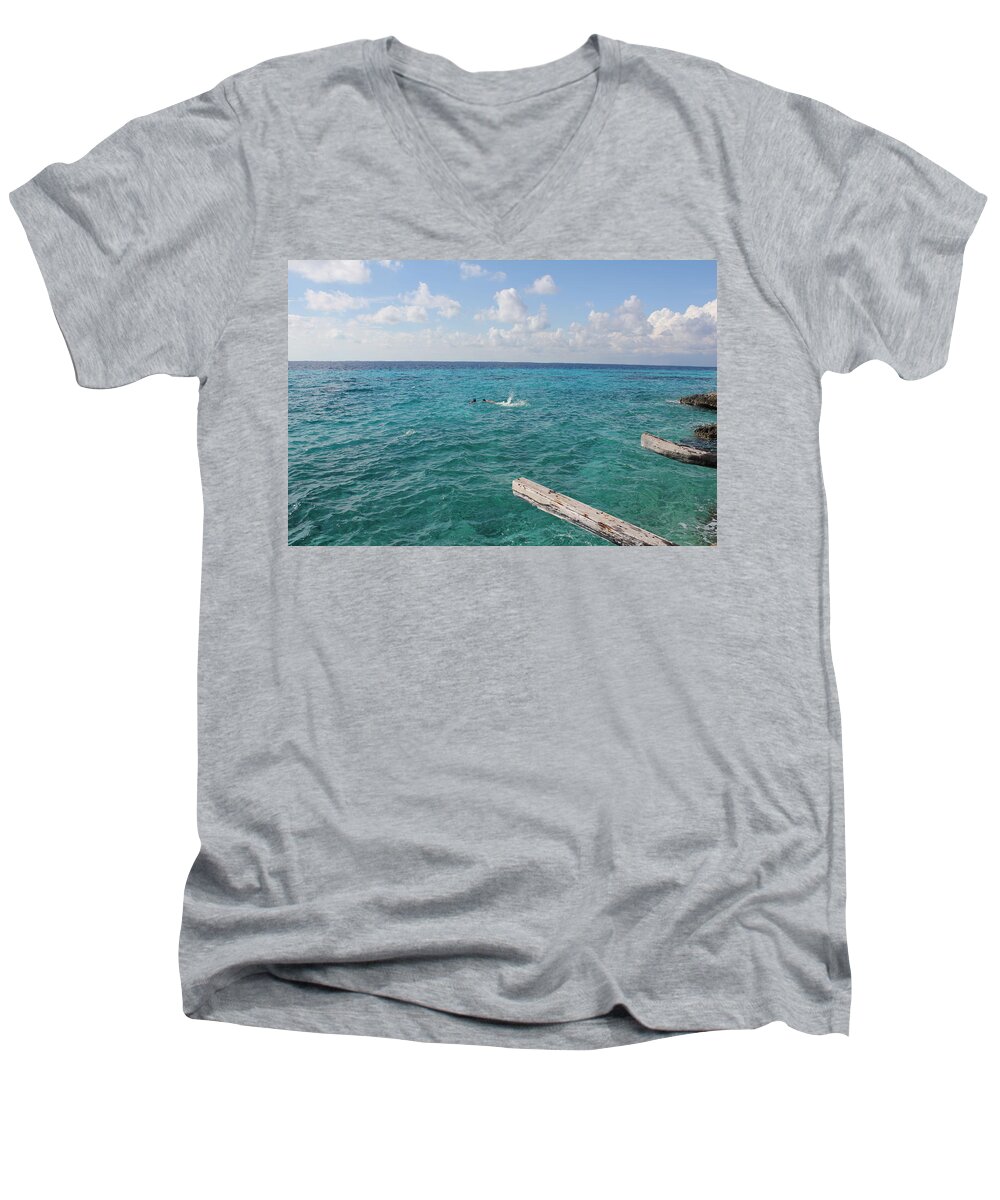 Tropical Vacation Men's V-Neck T-Shirt featuring the photograph Snorkeling by Ruth Kamenev