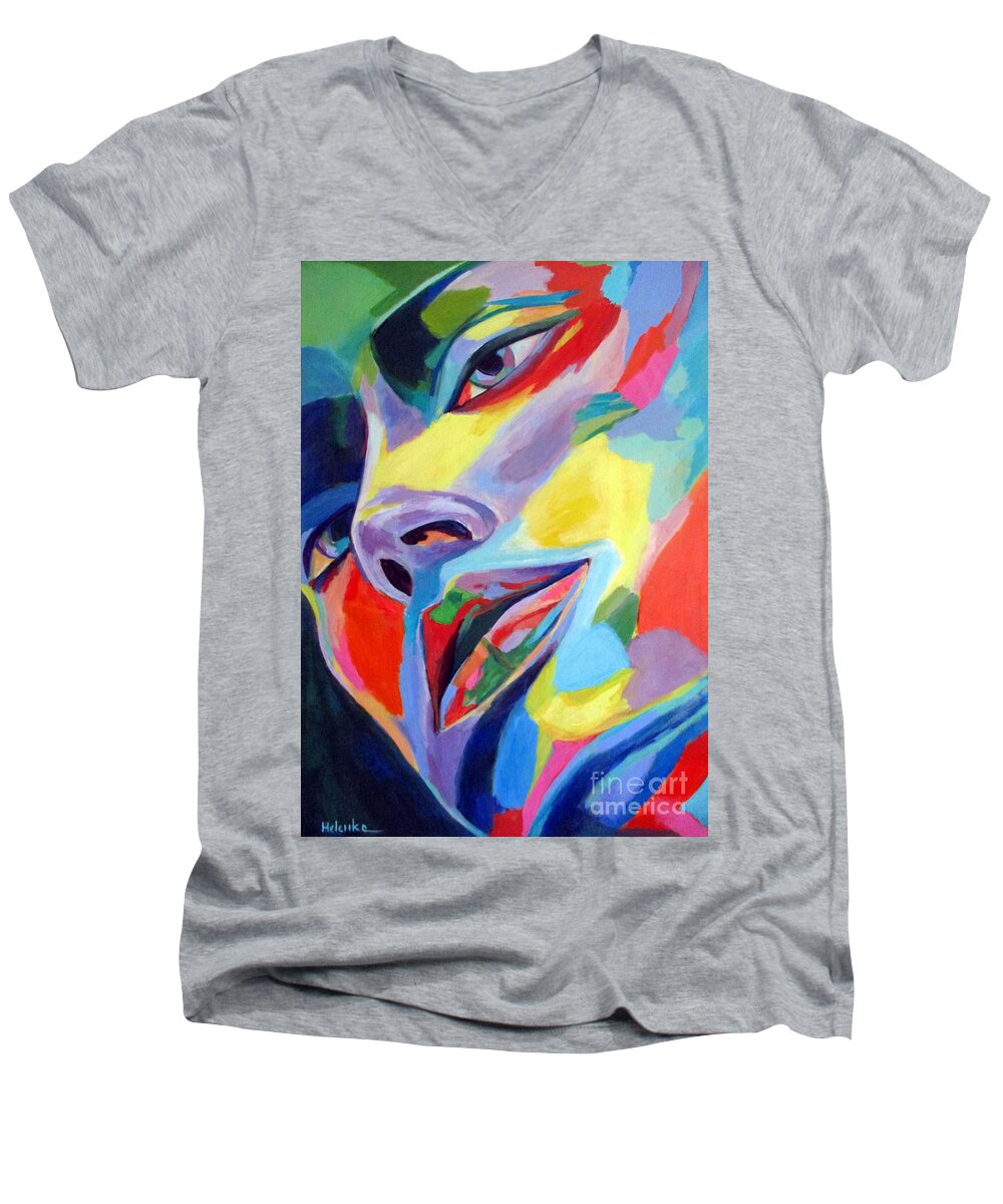 Affordable Paintings For Sale Men's V-Neck T-Shirt featuring the painting Spellbound heart by Helena Wierzbicki