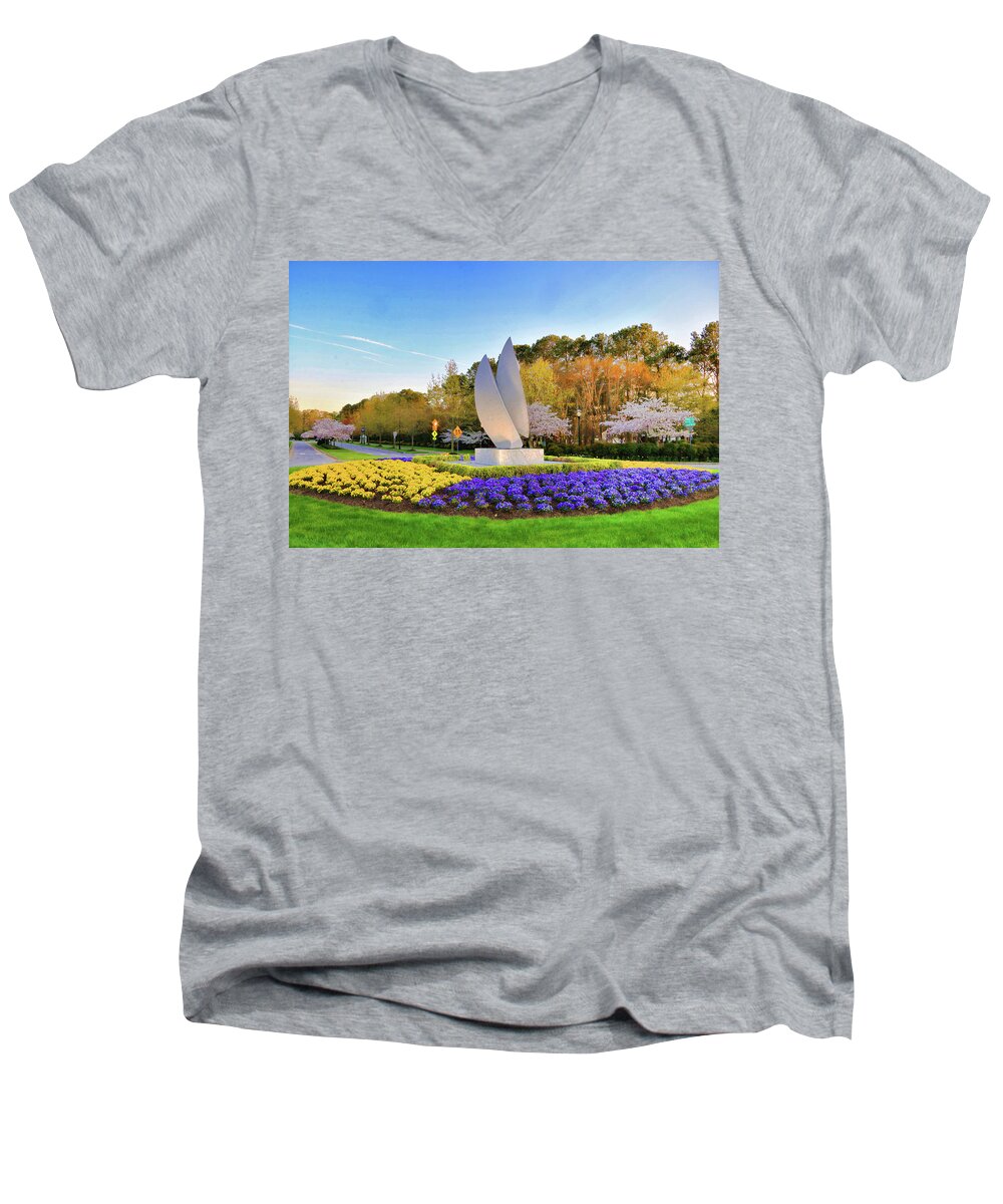Christopher Newport University Men's V-Neck T-Shirt featuring the photograph Springtime at Christopher Newport University by Ola Allen