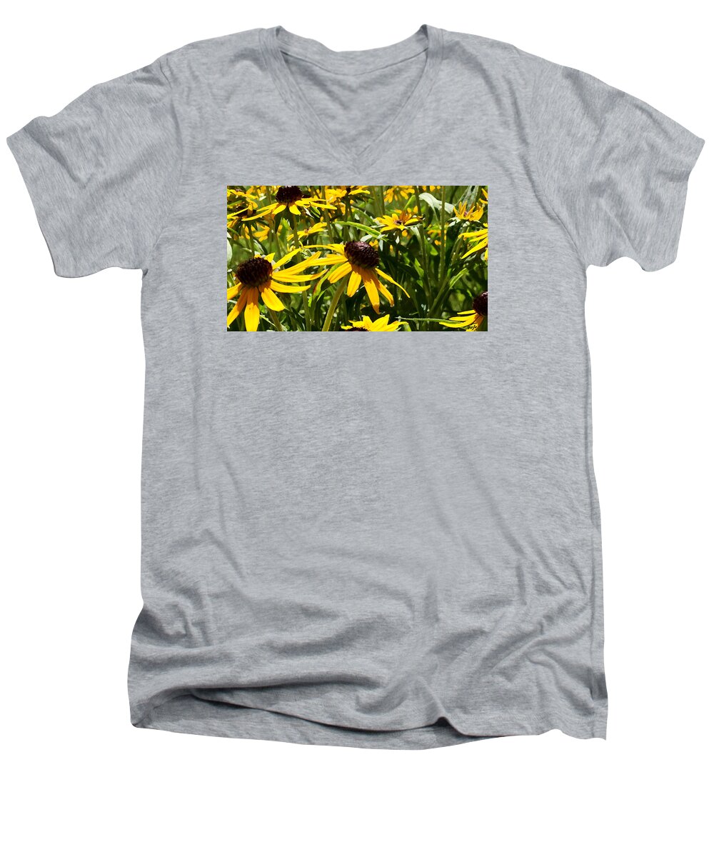 Daisies Men's V-Neck T-Shirt featuring the photograph Sue's Daisies by Tom Johnson
