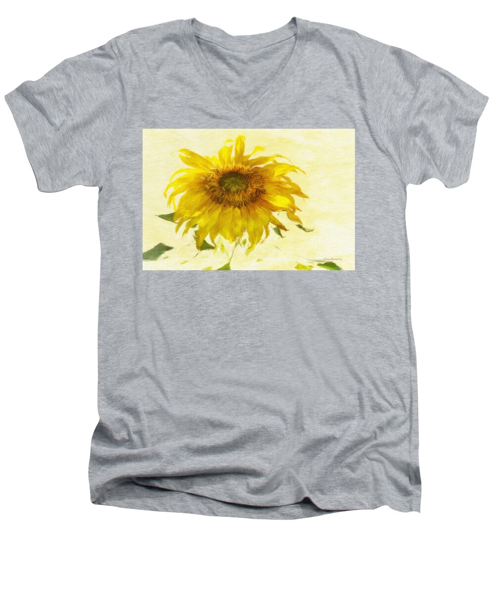 Sunflower Men's V-Neck T-Shirt featuring the photograph Sunflower Too by Diane Lindon Coy