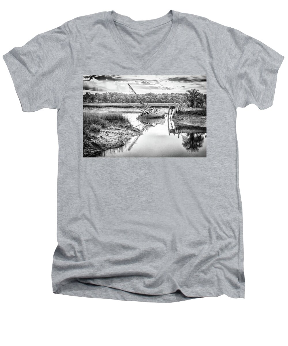 Shrimpboat Men's V-Neck T-Shirt featuring the photograph Sunken Treasure by Scott Hansen