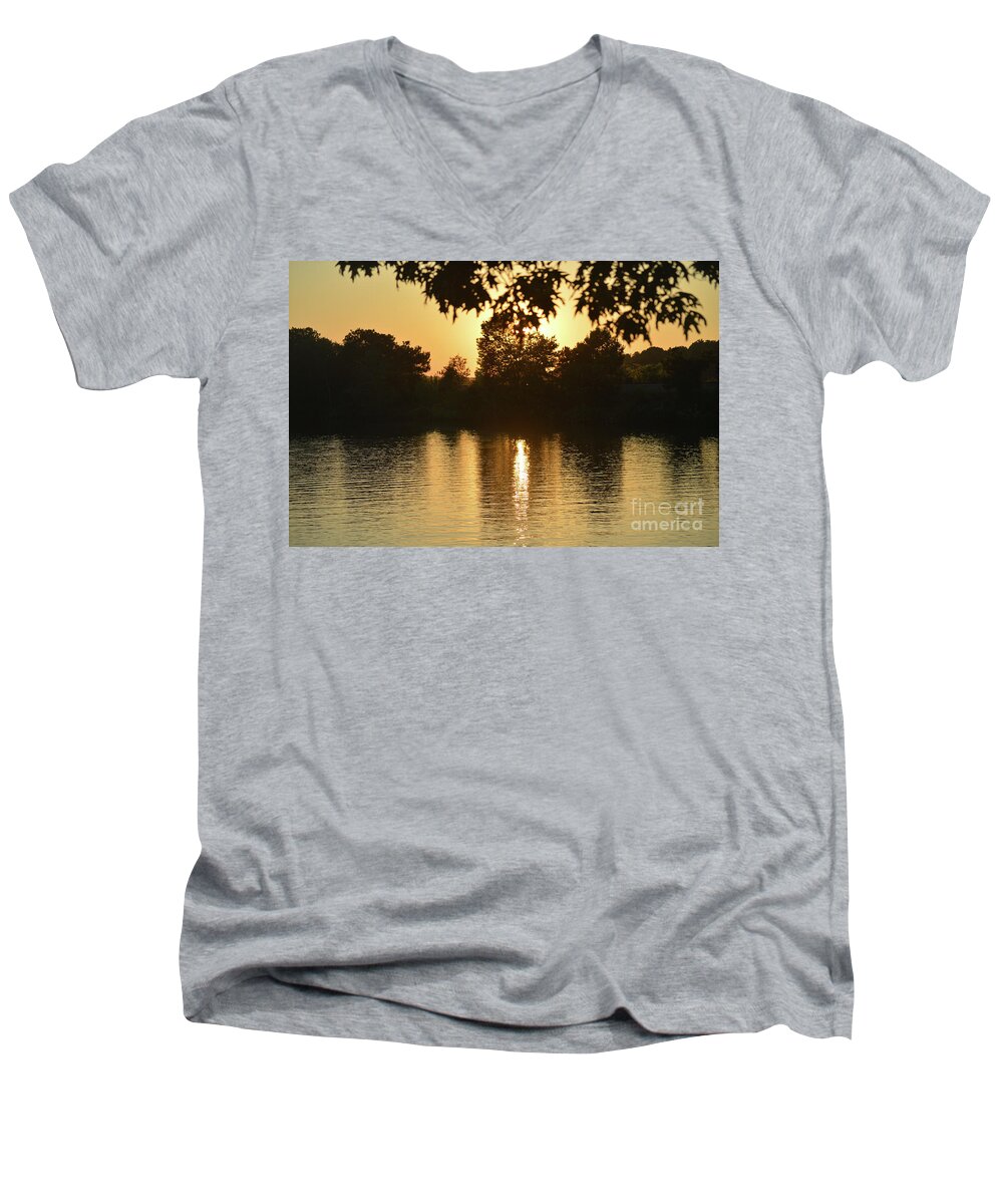 Beautiful Men's V-Neck T-Shirt featuring the photograph Sunset Over the Lake by Aicy Karbstein