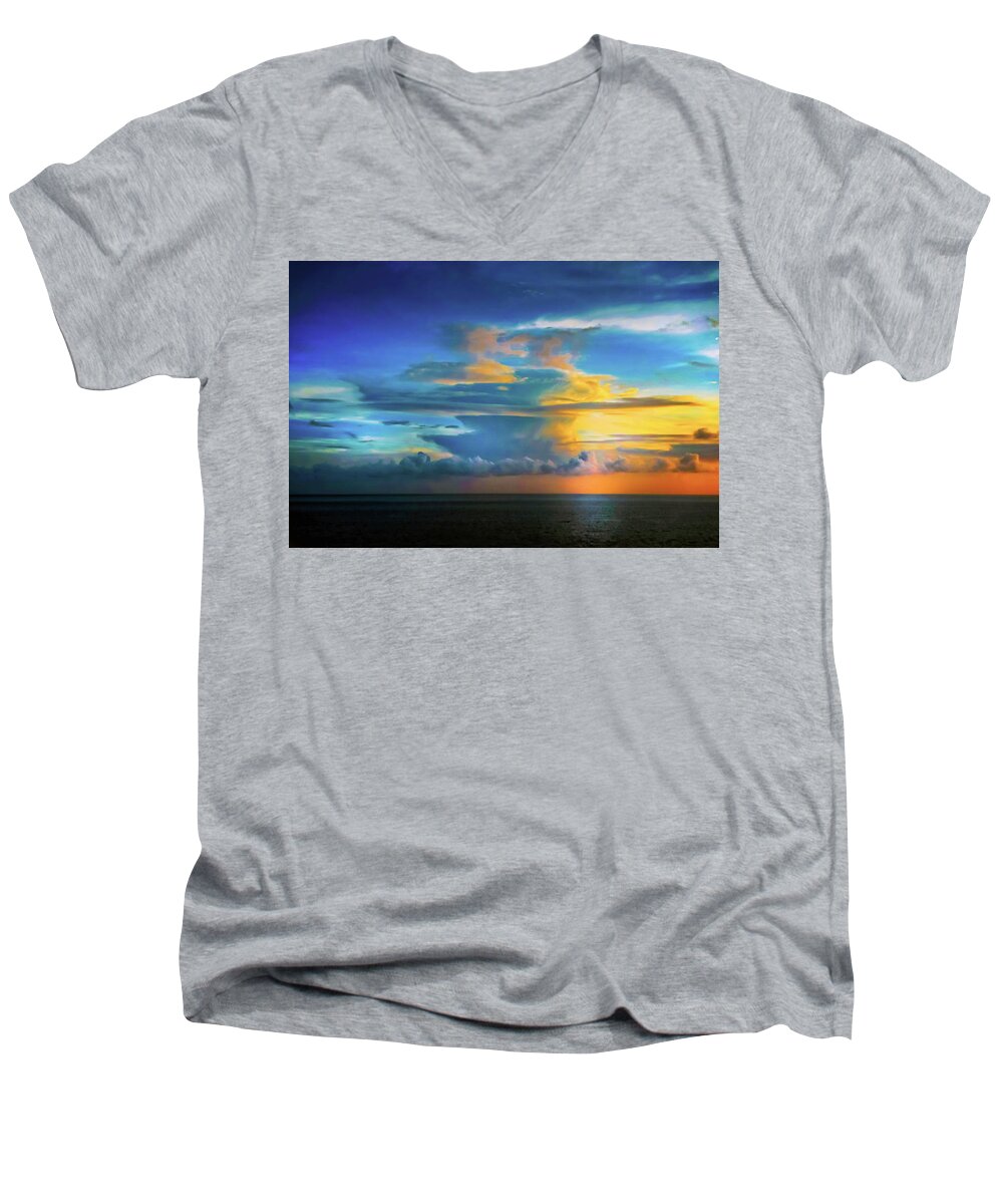 Sunset Men's V-Neck T-Shirt featuring the photograph Thunder at Sun Set by Pheasant Run Gallery