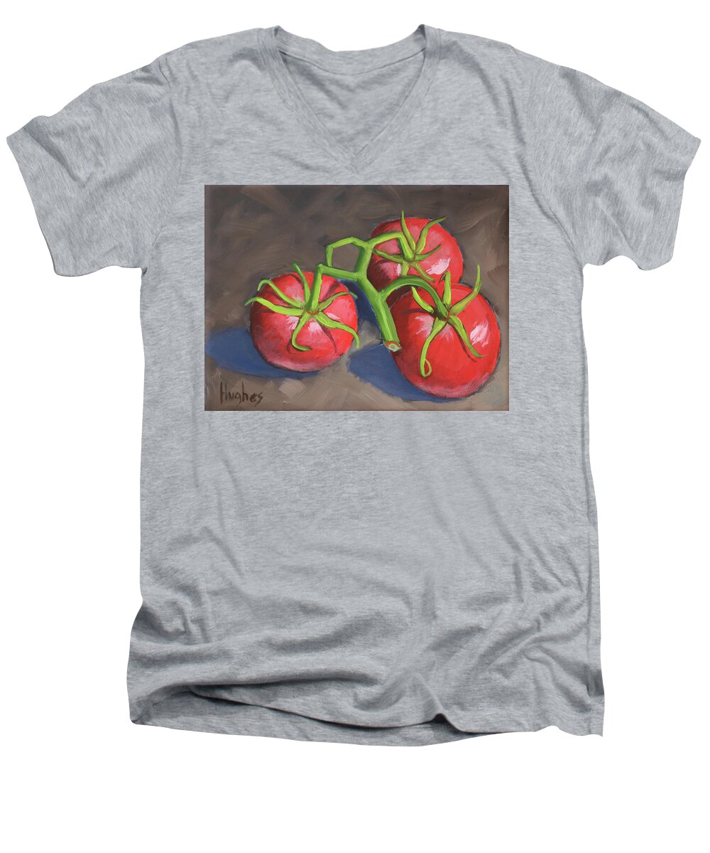 Tomato Men's V-Neck T-Shirt featuring the painting Tomatoes by Kevin Hughes