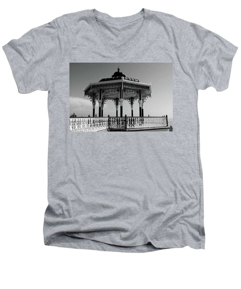 Brighton Bandstand Men's V-Neck T-Shirt featuring the photograph Victorian Bandstand by Aidan Moran