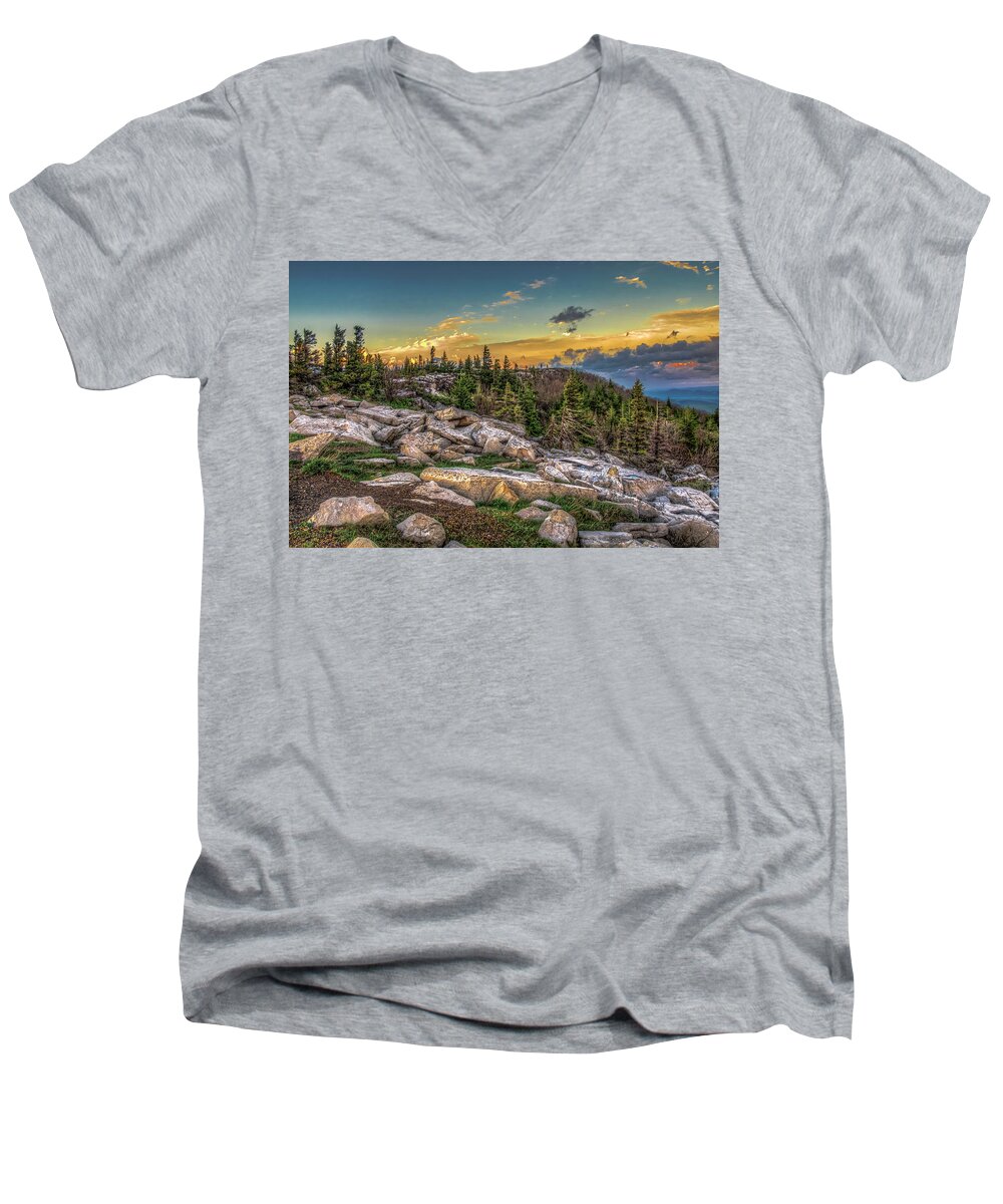 Landscapes Men's V-Neck T-Shirt featuring the photograph View from Dolly Sods 4714 by Donald Brown
