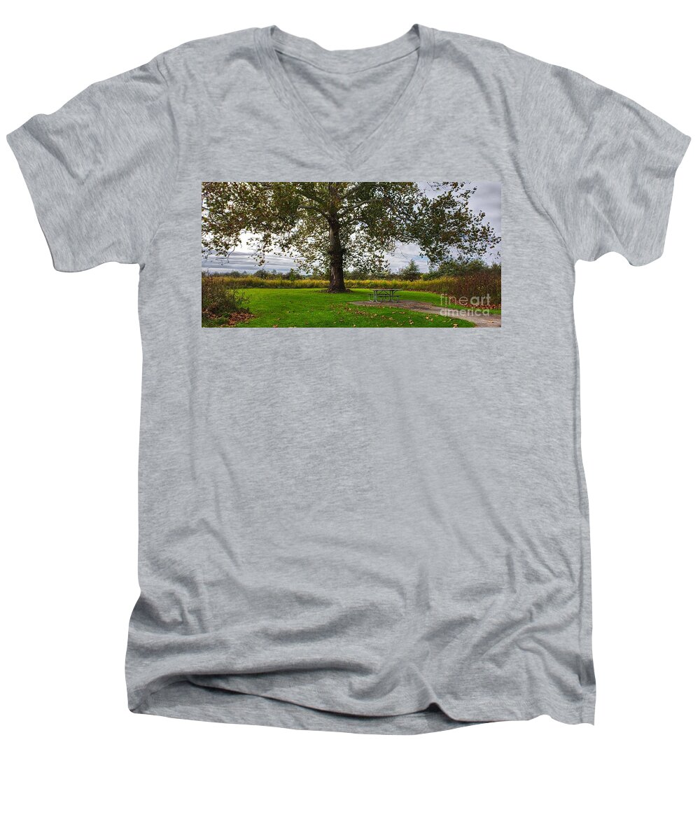 Nature Men's V-Neck T-Shirt featuring the photograph Walnut Woods Tree - 1 by Jeremy Lankford