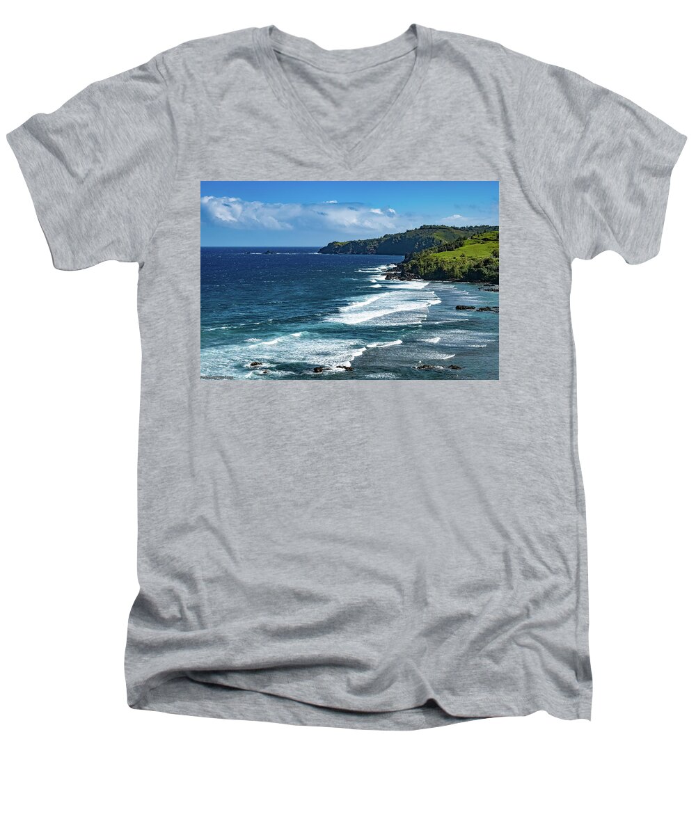 Hawaii Men's V-Neck T-Shirt featuring the photograph West Maui Coastline by G Lamar Yancy