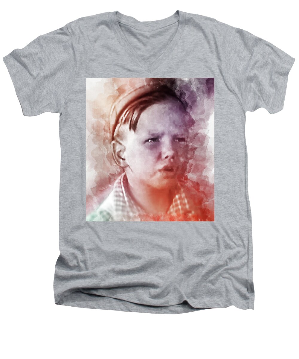 Our Gang Comedy Men's V-Neck T-Shirt featuring the digital art Wheezer by Pheasant Run Gallery