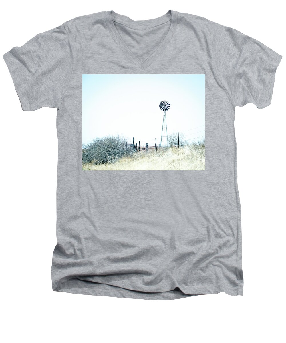Windmill Men's V-Neck T-Shirt featuring the photograph Windmill by Cheryl McClure