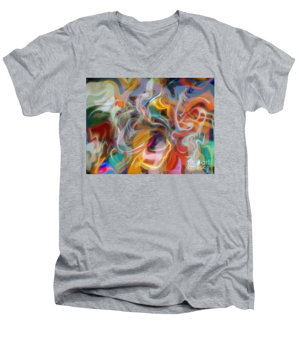 Digital Art Men's V-Neck T-Shirt featuring the digital art Wisps of Color by Kathie Chicoine