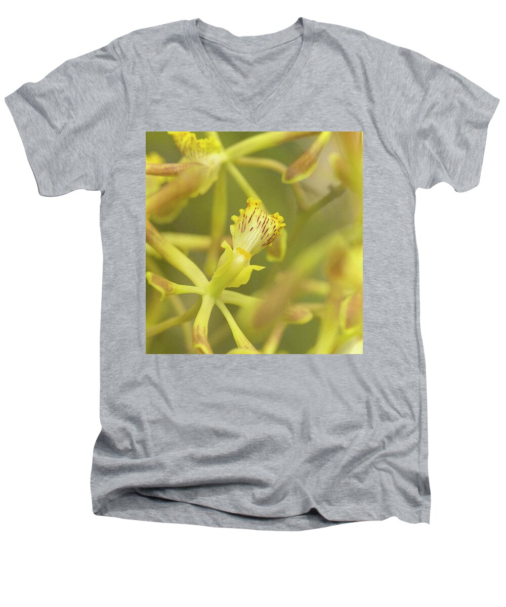 Outdoors Men's V-Neck T-Shirt featuring the photograph Yellow Orchid by Silvia Marcoschamer