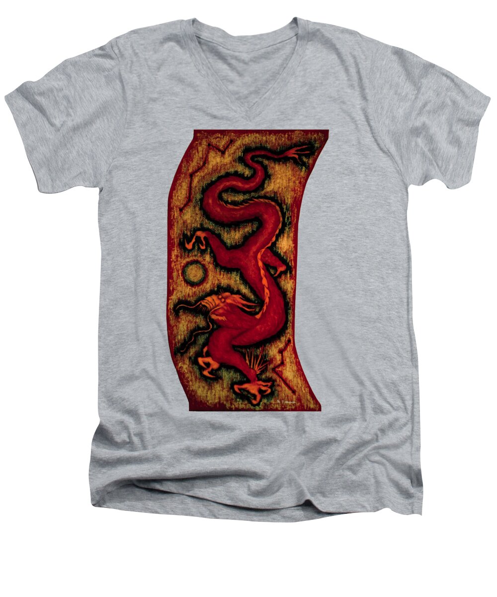 Google Images Men's V-Neck T-Shirt featuring the painting Dragon #2 by Fei A