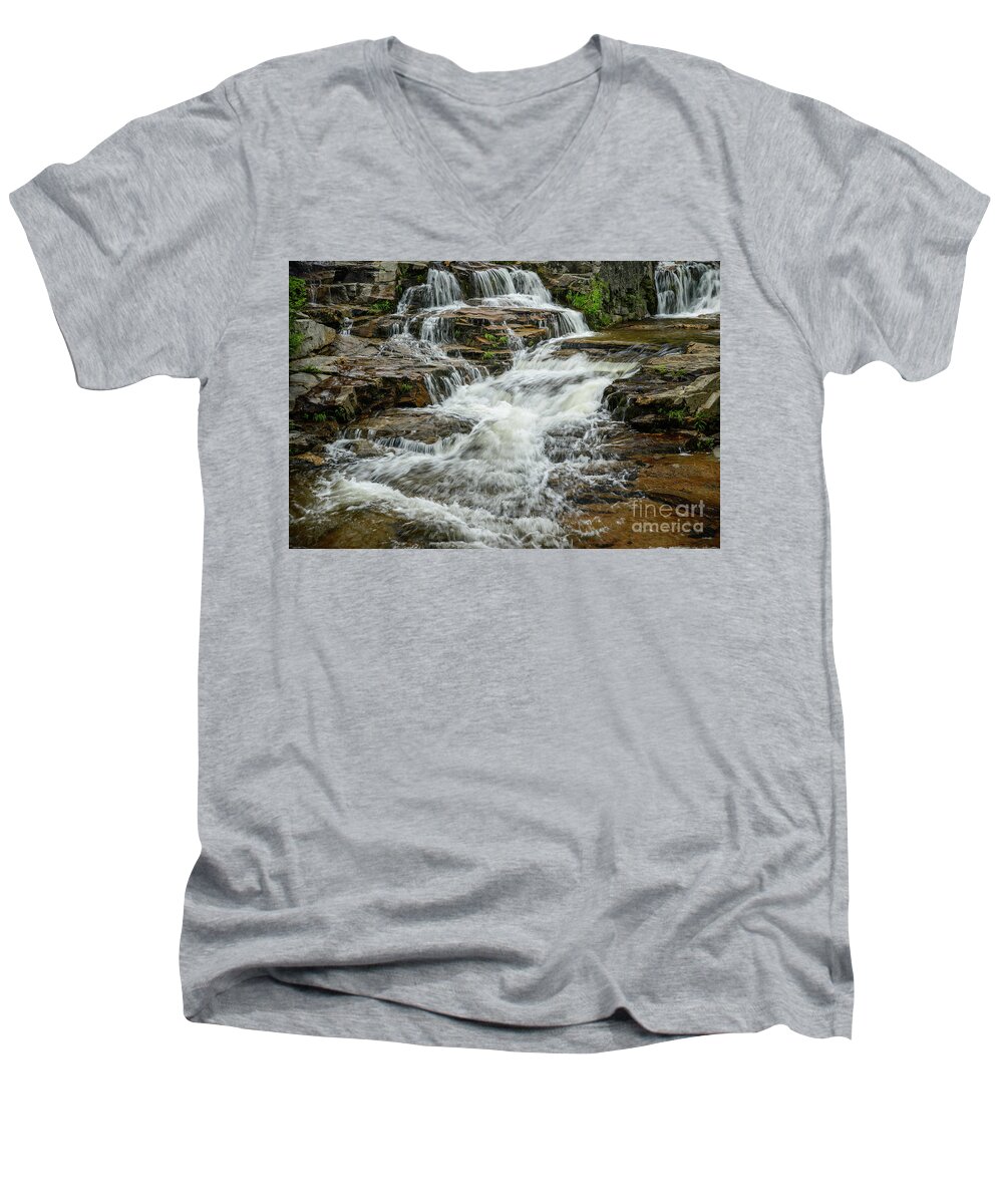 Jackson Falls Men's V-Neck T-Shirt featuring the photograph Jackson Waterfalls #2 by Alana Ranney