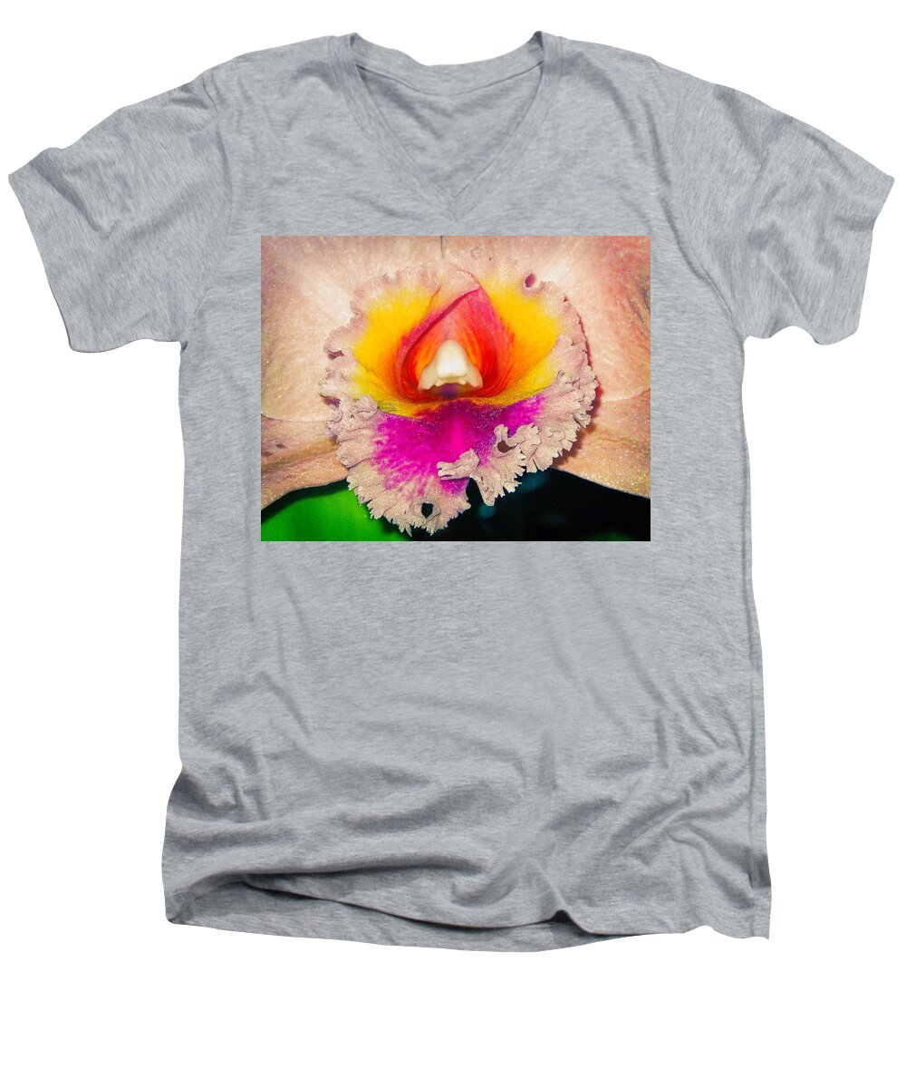 Orchid Plant Parts And Why They Matter Men's V-Neck T-Shirt featuring the digital art Orchid #1 by Don Wright
