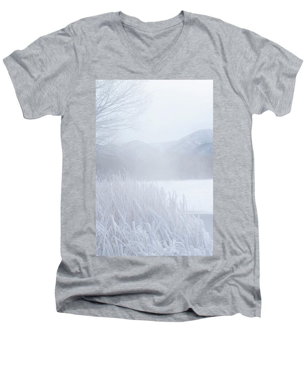 Background Men's V-Neck T-Shirt featuring the photograph Winter landscape #1 by Kiran Joshi