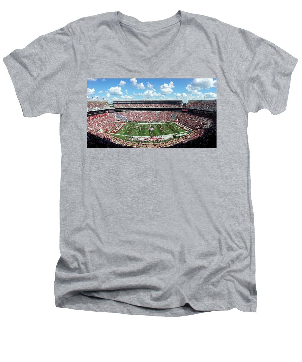 Gameday Men's V-Neck T-Shirt featuring the photograph Bama Spell Out Panorama #2 by Kenny Glover