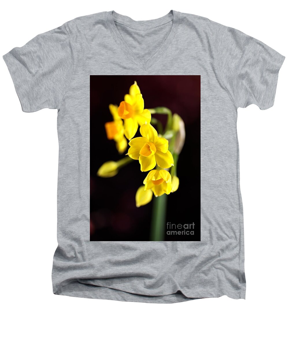 Daffodil Men's V-Neck T-Shirt featuring the photograph Jonquil #2 by Joy Watson