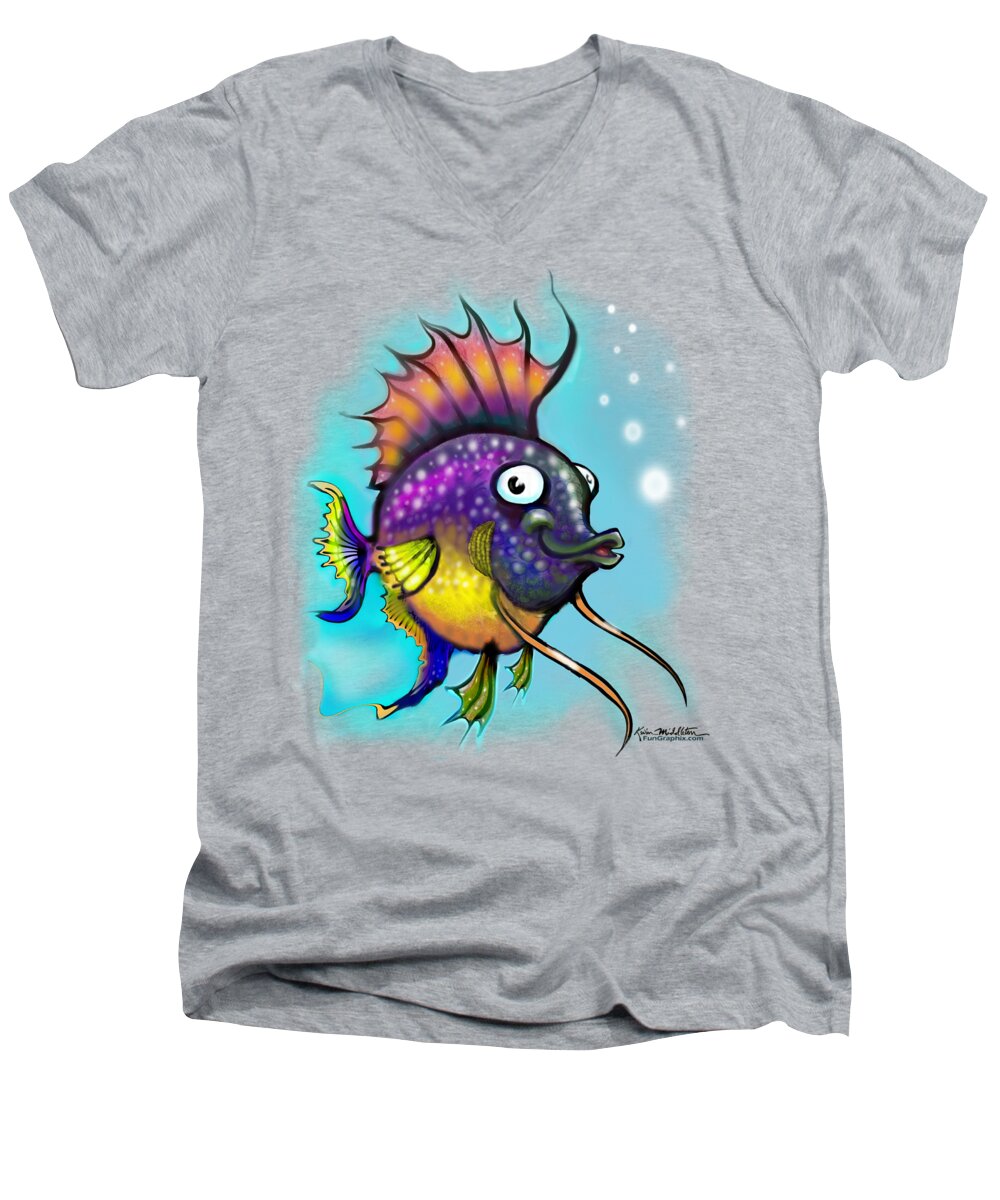 Rainbow Men's V-Neck T-Shirt featuring the painting Rainbow Fish #2 by Kevin Middleton