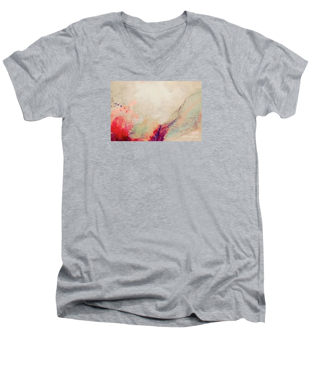 Abstract Men's V-Neck T-Shirt featuring the painting Abstract Nature by Stella Levi