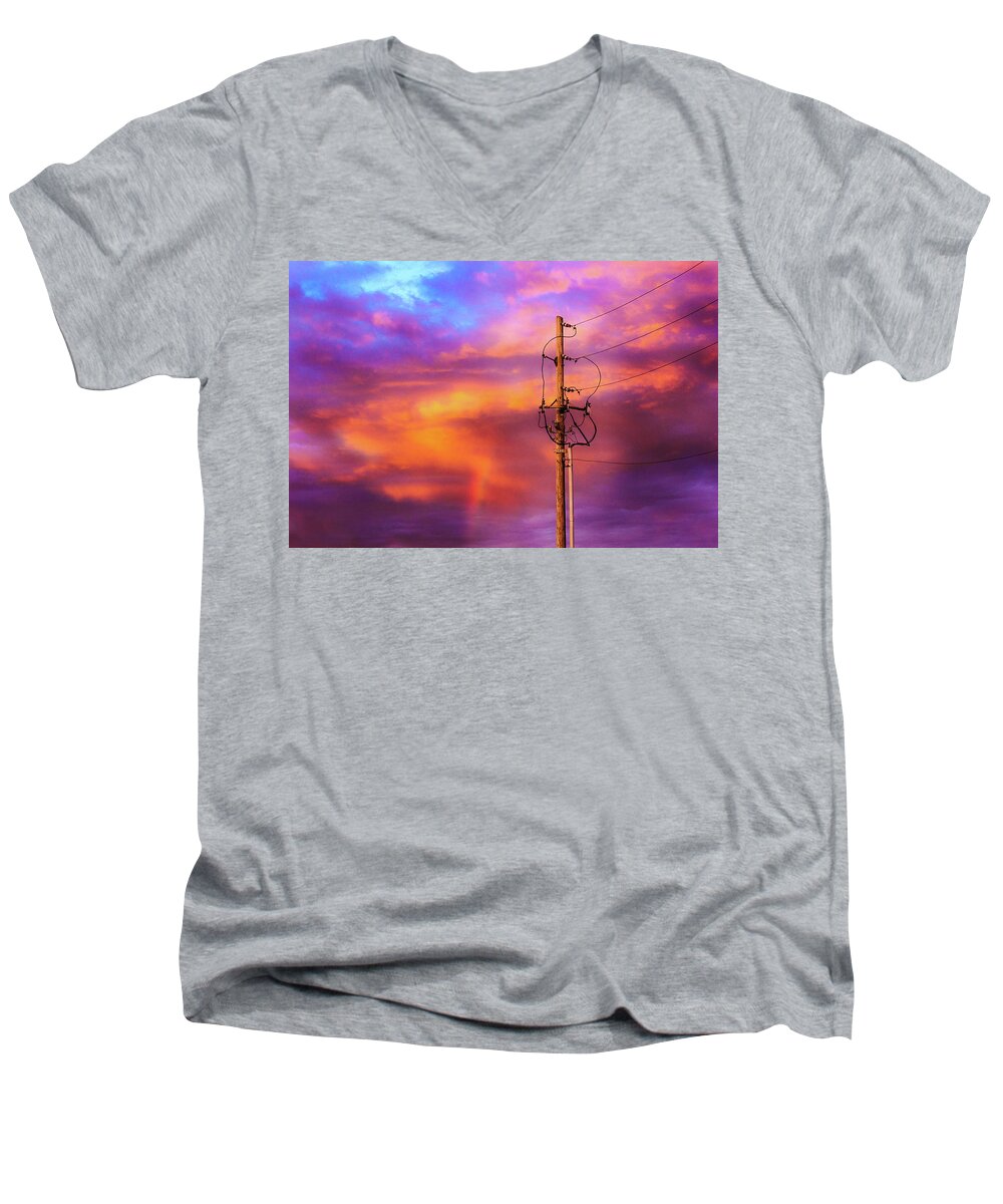Electrical Power Lines Men's V-Neck T-Shirt featuring the photograph After The Storm by Don Spenner