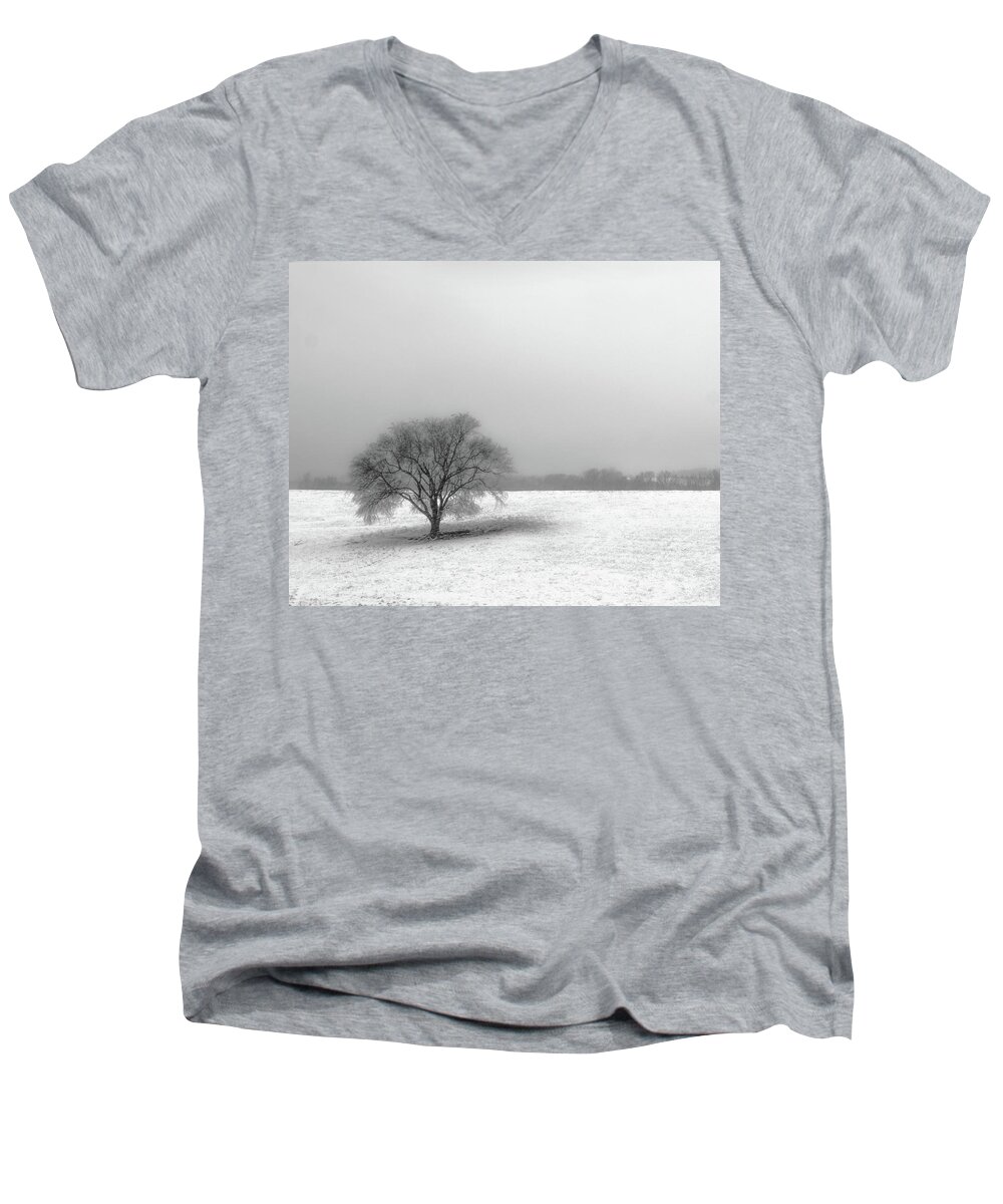Tree Men's V-Neck T-Shirt featuring the photograph Alone by Don Spenner